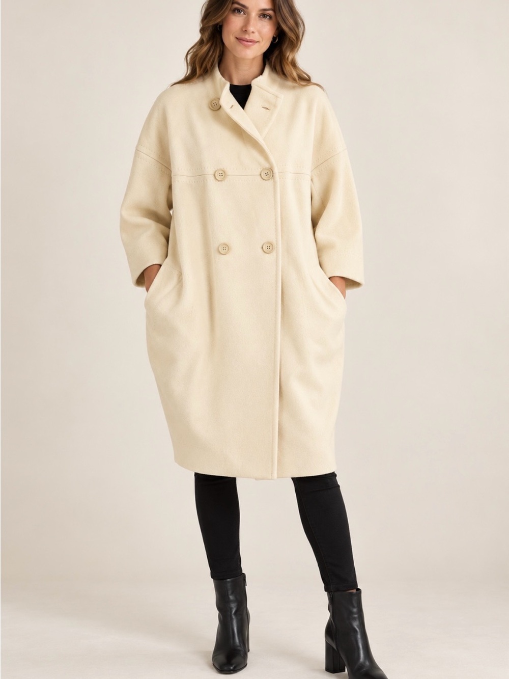 Cream Double-Breasted Women’s Coat Moschino couture vintage size 6 $1900 retail